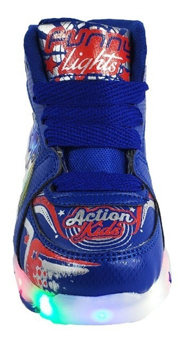 Tenis Niño Bota Sonic Luces Led Azul Botin The Hedgehog