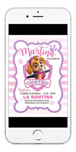 Invitación Cumpleaños Tarjeta Digital Paw Patrol Sky