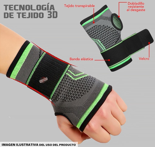 Imagen 6 de 9 de Muñequera Ortopedica Compresion Unisex Crossfit Gym Jb-7208a