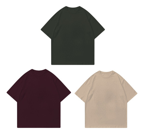 Playera Oversize 3pz Alto Calibre Algodón Peinado Comodas