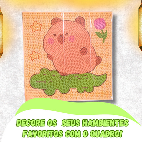 Kit Quadro Pintura Pedrinhas Capivara Diamante 5d Colar