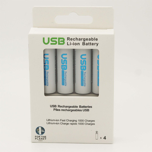 Belicell - Pack De 4 Pilas Recargables Aa Usb 2550 Mwh 1.5v