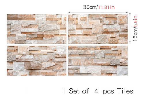 4 Pegatinas De Pared Ladrillo De Imitación Impermeables E