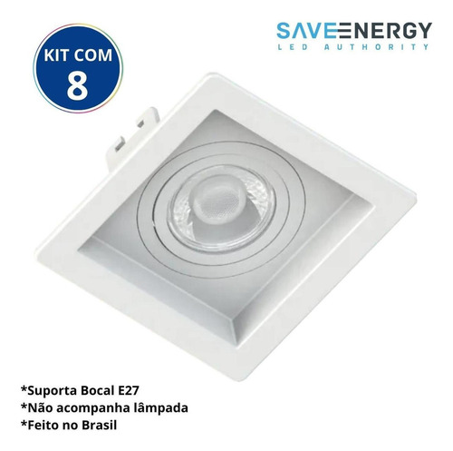 Kit 8 Luminaria Par30 Spot Quadrado E27 Save Energy