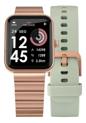 Smartwatch Technos Troca-pulseira Tmaxaj/7t Rose E Verde