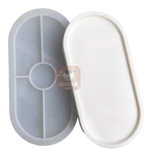 Imagen 2 de 9 de Set 2 Molde Silicona Bandeja Posa Vaso Oval 2 Tamaños Yeso