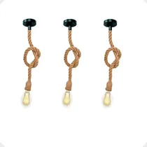 Comprar Kit 3 Luminárias Pendentes Desing Rustico Corda Retro 