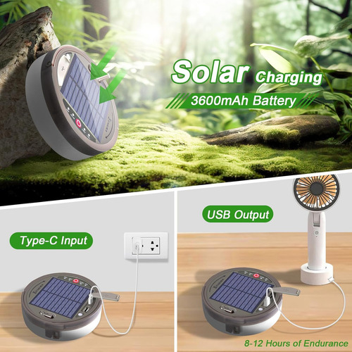 Lámpara De Camping Con Energía Solar 10m 100led Ununmx Color Blanco