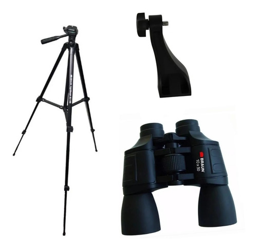 Imagen 2 de 9 de Kit Braun Binocular 10x50 Adaptador Tripode 145cm Funda