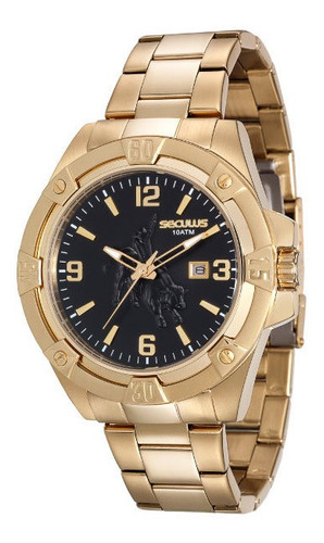 Relógio Seculus Masculino Dourado 10 Atm 20412gpsvda1