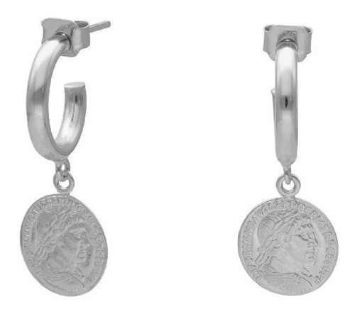 Par De Aros Moneda Greta Plata /marisiob