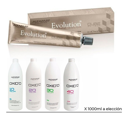 Imagen 1 de 8 de Kit 6 Tinturas Alfaparf Evolution X60ml + Oxidante X 1000ml