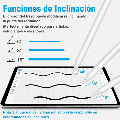 Pluma Lápiz Óptico Stylus Capacitivo Para iPad (2018-2025) Carga Rápida Con Diseño Magnético,rechazo Palma, Para Apple iPad (11/10/9/8/7/6 Generación), Pro (12,9 /11 /13 , M4), Air (3/4/5/m2/m3)