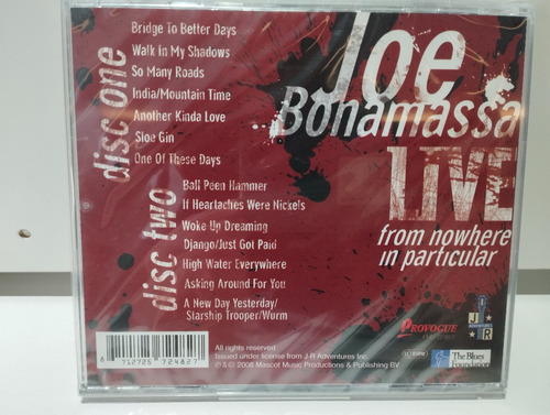 Joe Bonamassa - Live From Nowhere In Particular (2 Cd's) Estándar