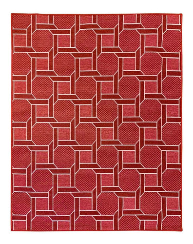 Tapete Comercial Sala Tecido Corrente 1,5x2m Textil Jserrano Cor Vermelho Desenho do tecido Geométrico