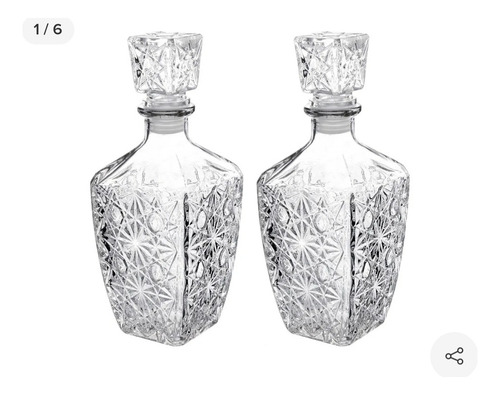 Set 12 Licoreras Botella Diamante Vidrio Cristal 750 Ml Transparente