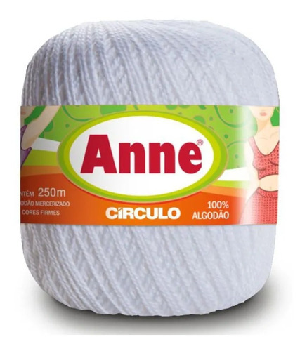 Linha Anne 250 Metros Circulo Para Crochê, Tricô E Amigurumi Cor Branco - 8001