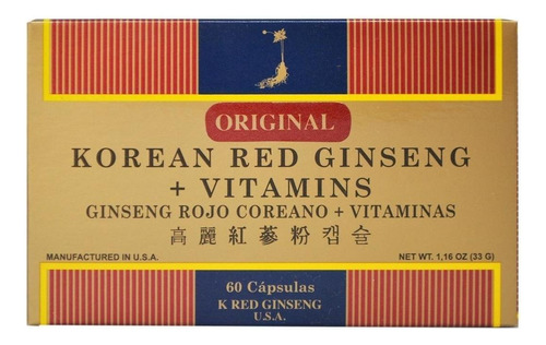 Energizante - Ginseng Rojo K Red+vitaminas X 60 Capsulas Sabor Sin sabor