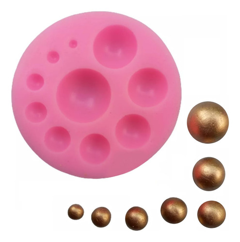 Molde Silicona Semi Esfera X10 Reposteria Porcelana Color Rosa