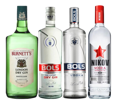 Gin Bols Dry + Burnetts + Bolskaya + Nikov 1lt 01 Almacen