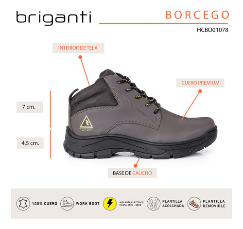 Borcego Cuero Hombre Bota Zapato Work Botineta Briganti