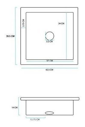 Imagen 3 de 4 de Pileta Bacha Acero Inoxidable Cocina Simple 37 X 34 X 14cm