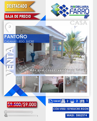 Se Vende Casa En Casanay Pantoño Sucre Ve02-1074sucre-rgon