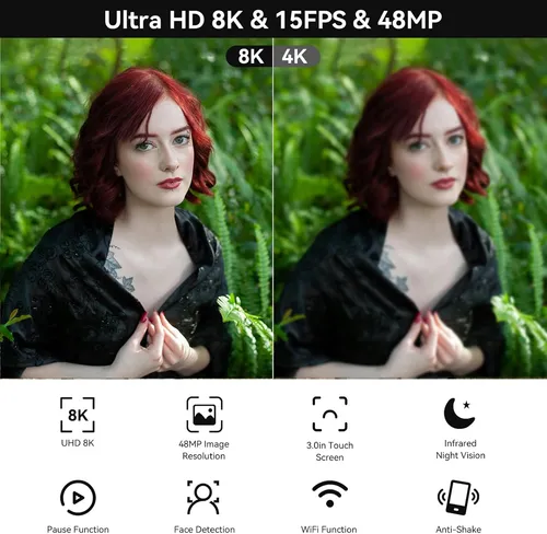 Video Camara 8k Camcorder 48mp 15fps Uhd Wifi Vlogging