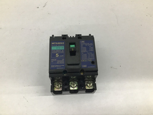 Mitsubishi Nf30-cs No Fuse Breaker 5 Amp 3p 500vac 50-60 Dda