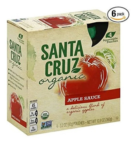 Santa Cruz Orgánica Puré De Manzana Squeeze Bolsa, Apple, 4 