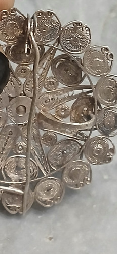 Dije, Colgante, Broche Prendedor De Plata Filigrana S/traba Plateado (Usado)