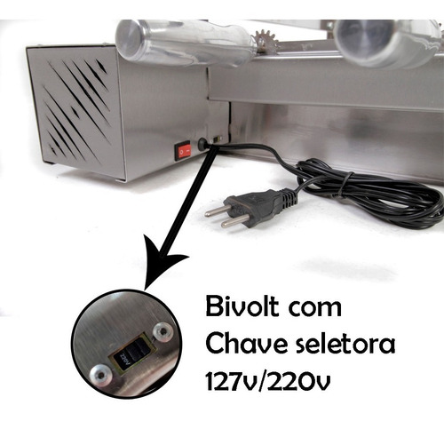 Churrasqueira Giratória Soft Grill Inox 5 Espetos +