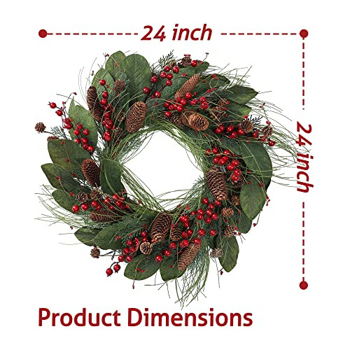 Corona De Navidad De 22 Pulgadas Puerta Delantera, Coro...