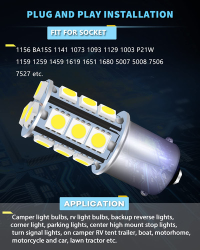 Bombilla Led Unxmrff 1156 Blanca Superbrillante De 12 V (paq