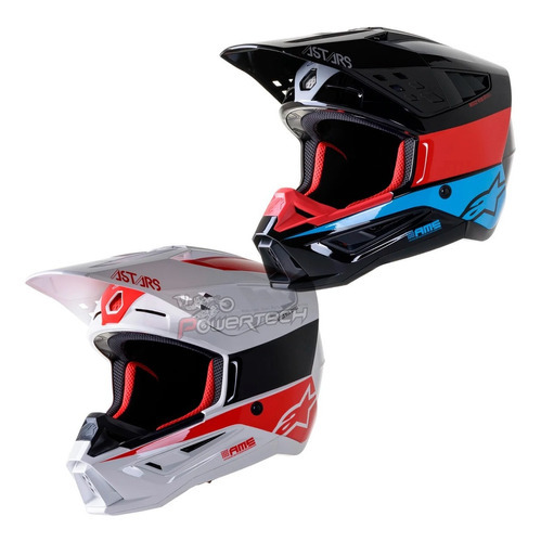 Casco Alpinestars Sm5 Bond Enduro Motocross - Powertech Color Blanco/Rojo Tamaño del casco L