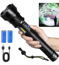 Comprar Lampara Tactica 180000lm Rechargeable Led Linterna Potentes Linterna Negro Luz Blanco