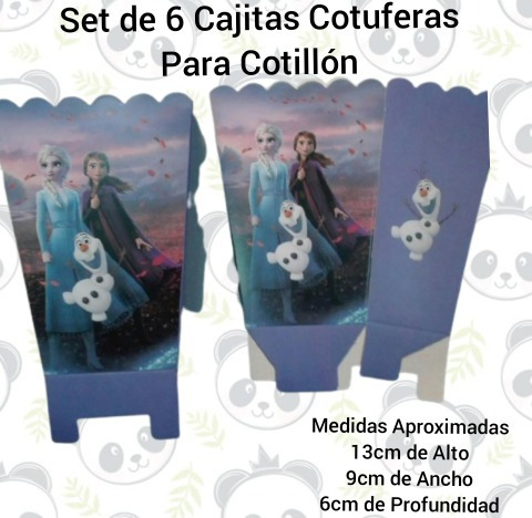 Set De 6 Cajas Cotuferas Para Cotillón Cumpleaños Frozen