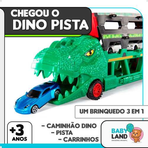 Caminhão Cegonha Carreta Dinossauros Com Pista E Carrinhos