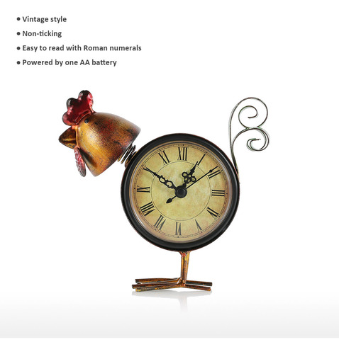 Reloj De Mesa Mudo Con Figura De Pollito De Metal Vintage, O