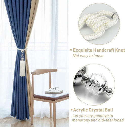 4 Soportes Para Cortinas Con Borlas De Cristal Estilo Cortin