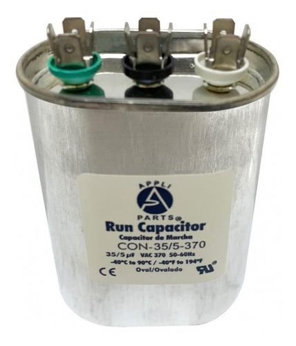 Condensador/ Capacitor De Marcha 35+5 Mfd 370 Vac Ovalado