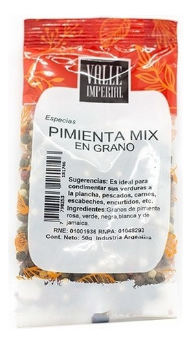 Pimienta Mix En Grano 50gr Valle Imperial