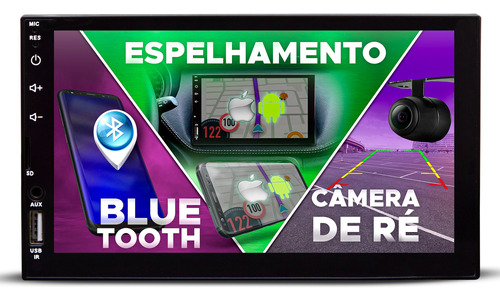 Mp5 Automotivo C/ Espelhamento Android 9.0 Câmera De Ré Blue