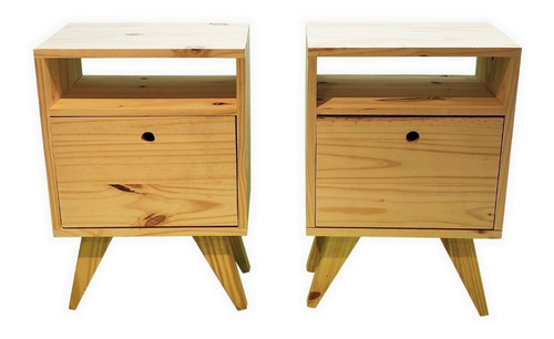 Mesa De Luz Mesita Vintage Nordica Retro Madera Pino H1
