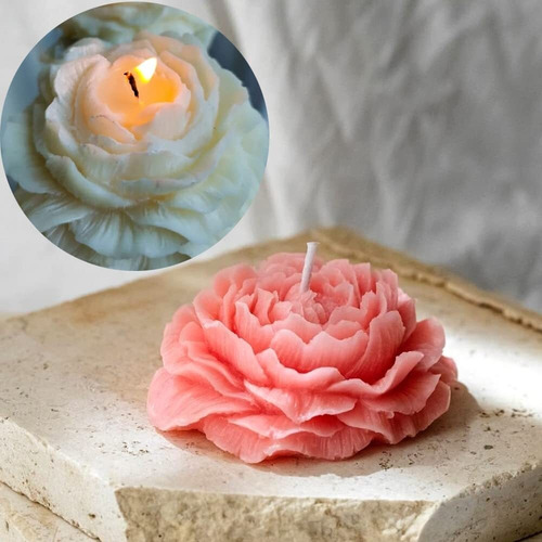 2 Piezas De Molde De Jabón Silicona Con Flor De Peonía .