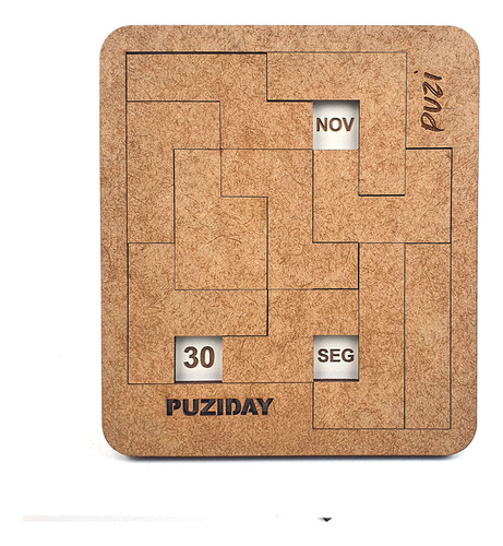 Puziday - 1 Puzzle Diferente Todo Dia | Quebra-cabeça Desafio Calendário De Madeira (milhares De Combinações)