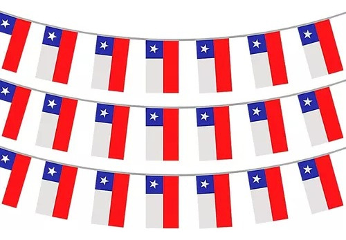 Banderines 3 Metros Guirnaldas Tela Chilenas Fiestas Patrias