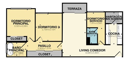 Departamento 3 Dormitorios 2 Baños