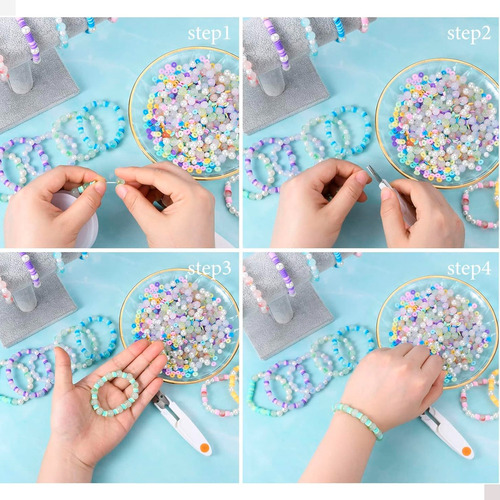Kit Miçangas Infantil Kit P Fazer Pulseiras Joias 2 Caixas Colorido