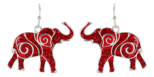 Dianal Boutique Elefante De La Suerte Rojo Pendientes Colgan